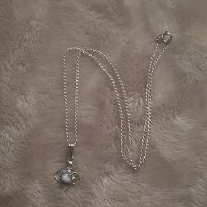 Little girl necklace silver w/ blue stone